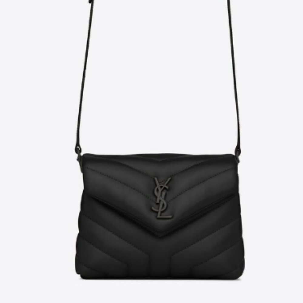 Saint Laurent YSL Black Toy LouLou Leather Bag with Black Hardware